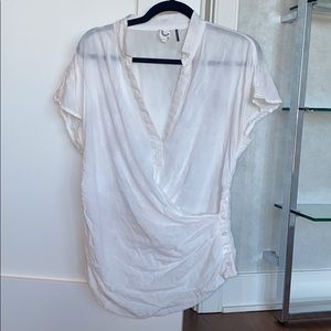 Anthropologie white blouse wrap shirt top